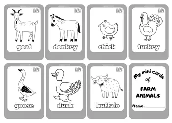Farm Animals 1 Mini Cards Coloring